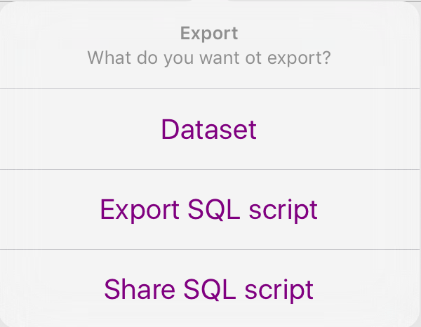 Export file dialog